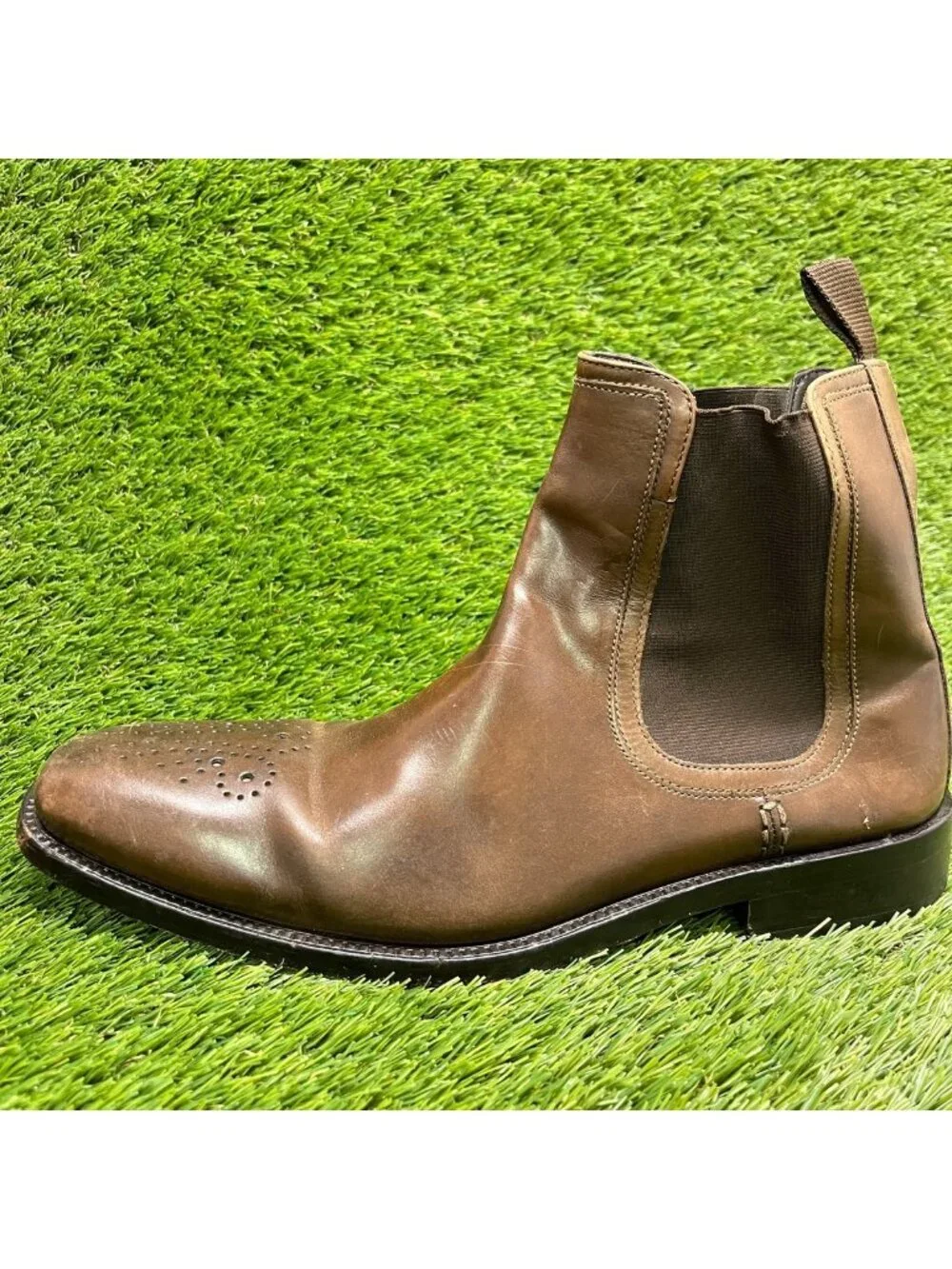 Cole Haan Mens Size 9.5 Brown Classic Outdoor Leather Pull On Chelsea Boots